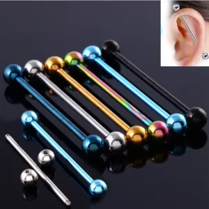 1 Pc 1.6*34 5mm Stainless Steel Industrial Piercing Ear Cartilage Stud Earring Barbell Straight Ear Piercings Barbell Jewelry