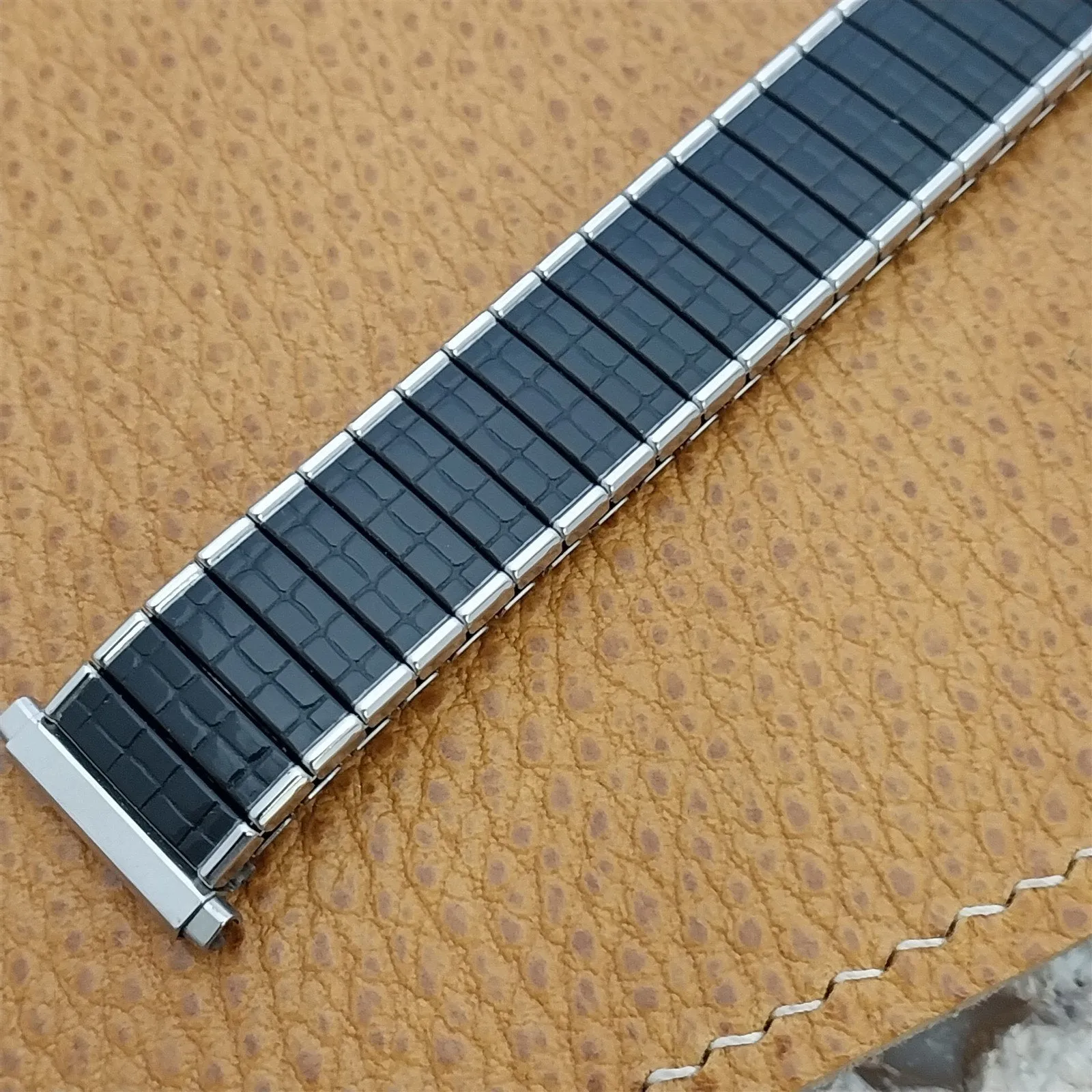 19mm 18mm 16mm Speidel Black & Stainless Steel Romunda Unused Vintage Watch Band