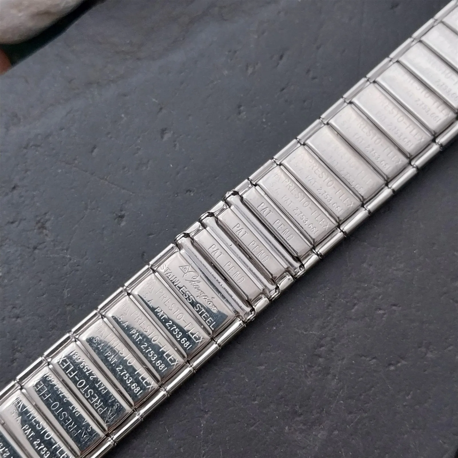 19mm 18mm JB Champion Stainless Steel PrestoFlex 1960s Unused Vintage Watch Band