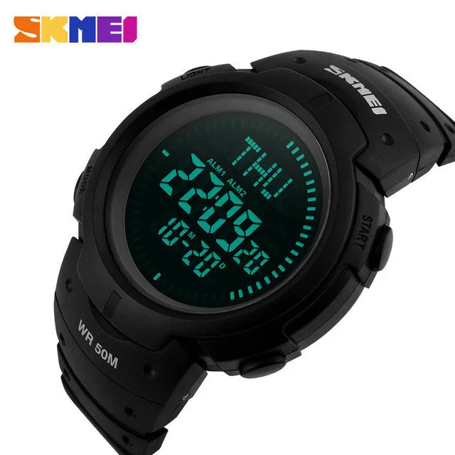 2017 SKMEI Outdoor Sports Compass Watches Hiking Men Watch Digital LED Electronic Watch Man Sports Watches Chronograph Men Clock