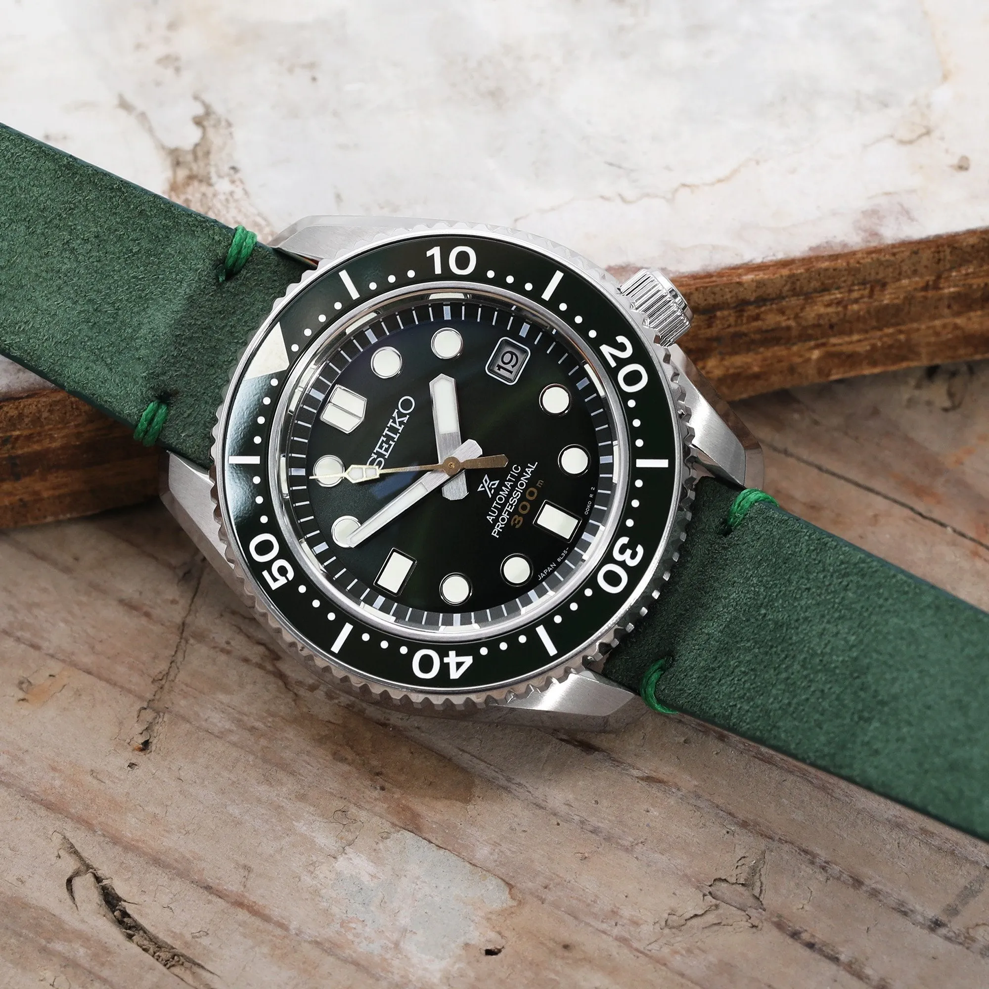 20mm Emerald Green Quick Release Italian Suede Leather Strap, Green St.