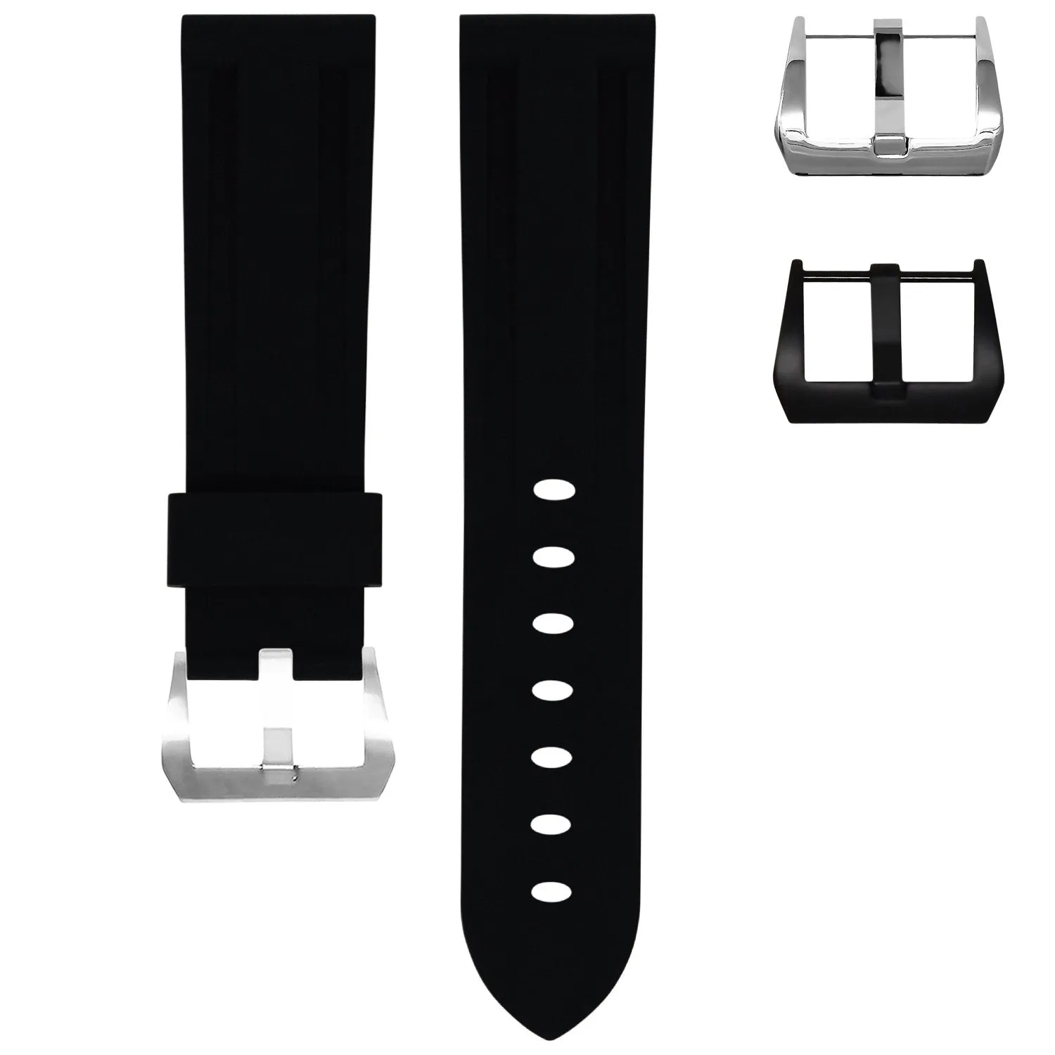 22MM LUG WIDTH STRAP - JET BLACK RUBBER