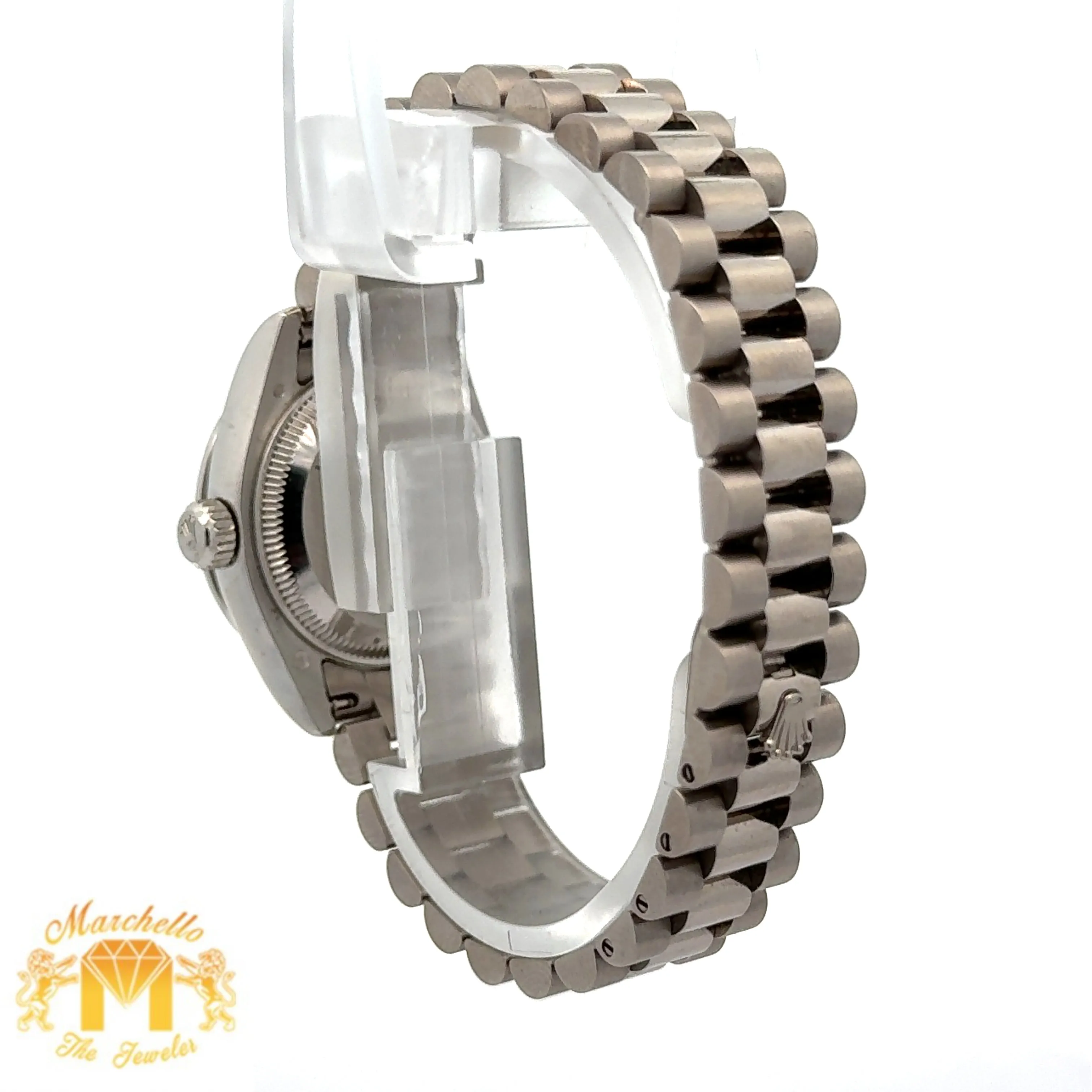 26mm Rolex Datejust Platinum Diamond Watch (Mother of pearl (MOP) diamond dial, diamond bezel) (Rolex papers)