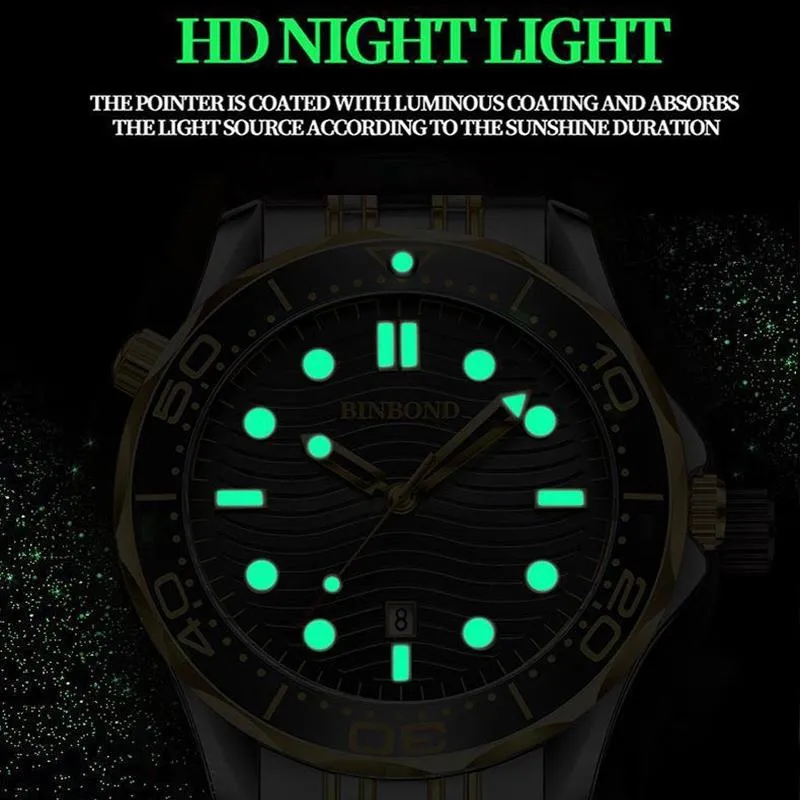 30m Waterproof Men Quartz Watch - White Steel with Luminous Surface