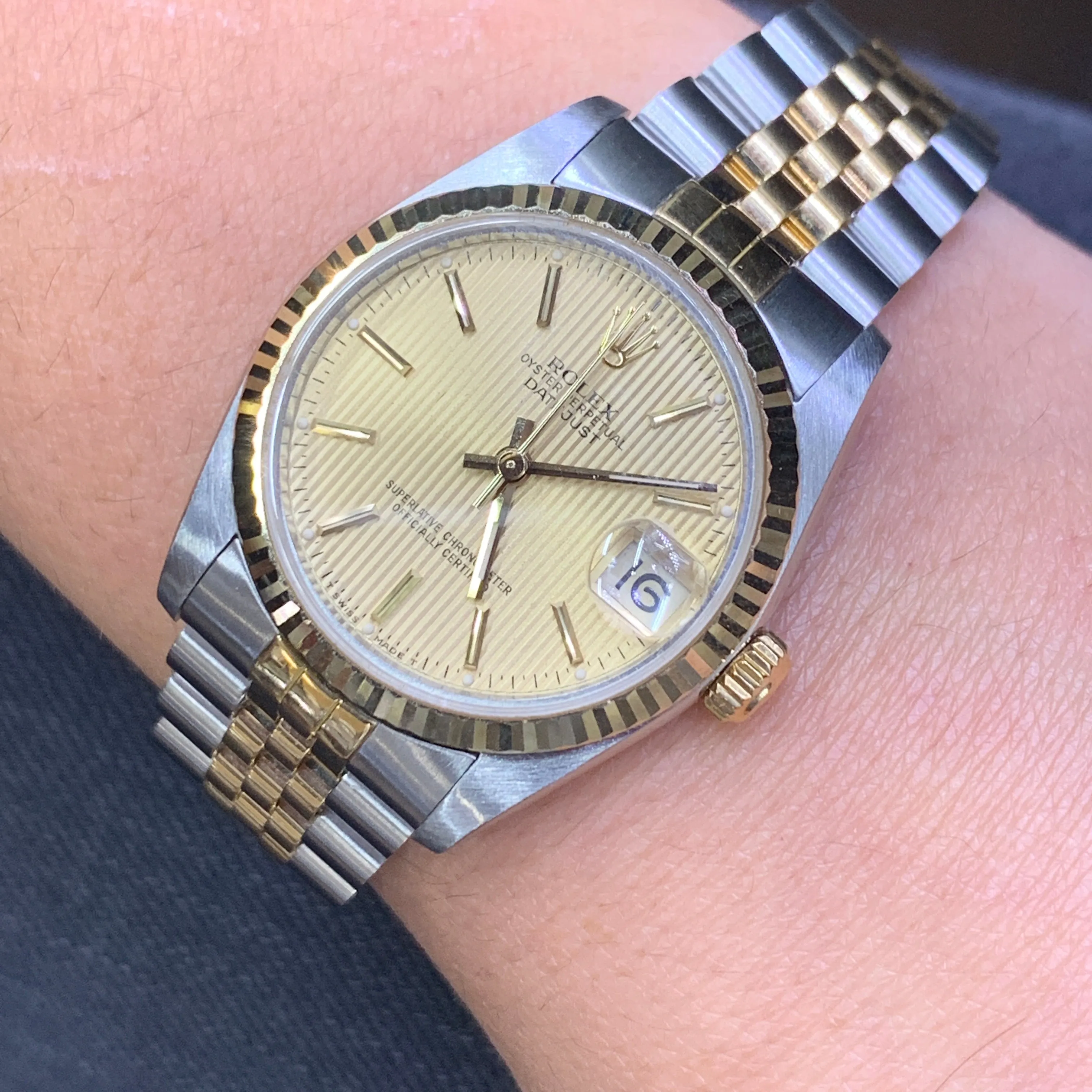 31mm Rolex Datejust Watch with Two-tone Jubilee Bracelet (newer model, tuxedo dial)