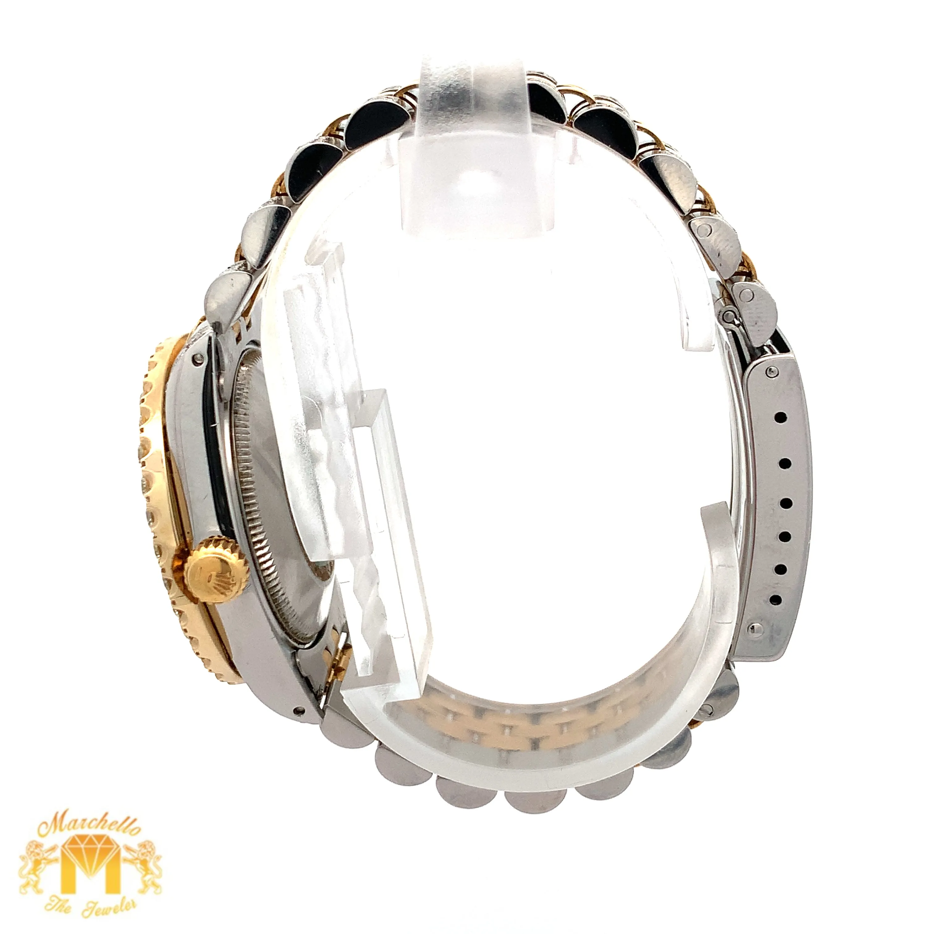 31mm Rolex Diamond Watch with Two-Tone Jubilee Bracelet (factory diamond dial, custom diamond bezel)