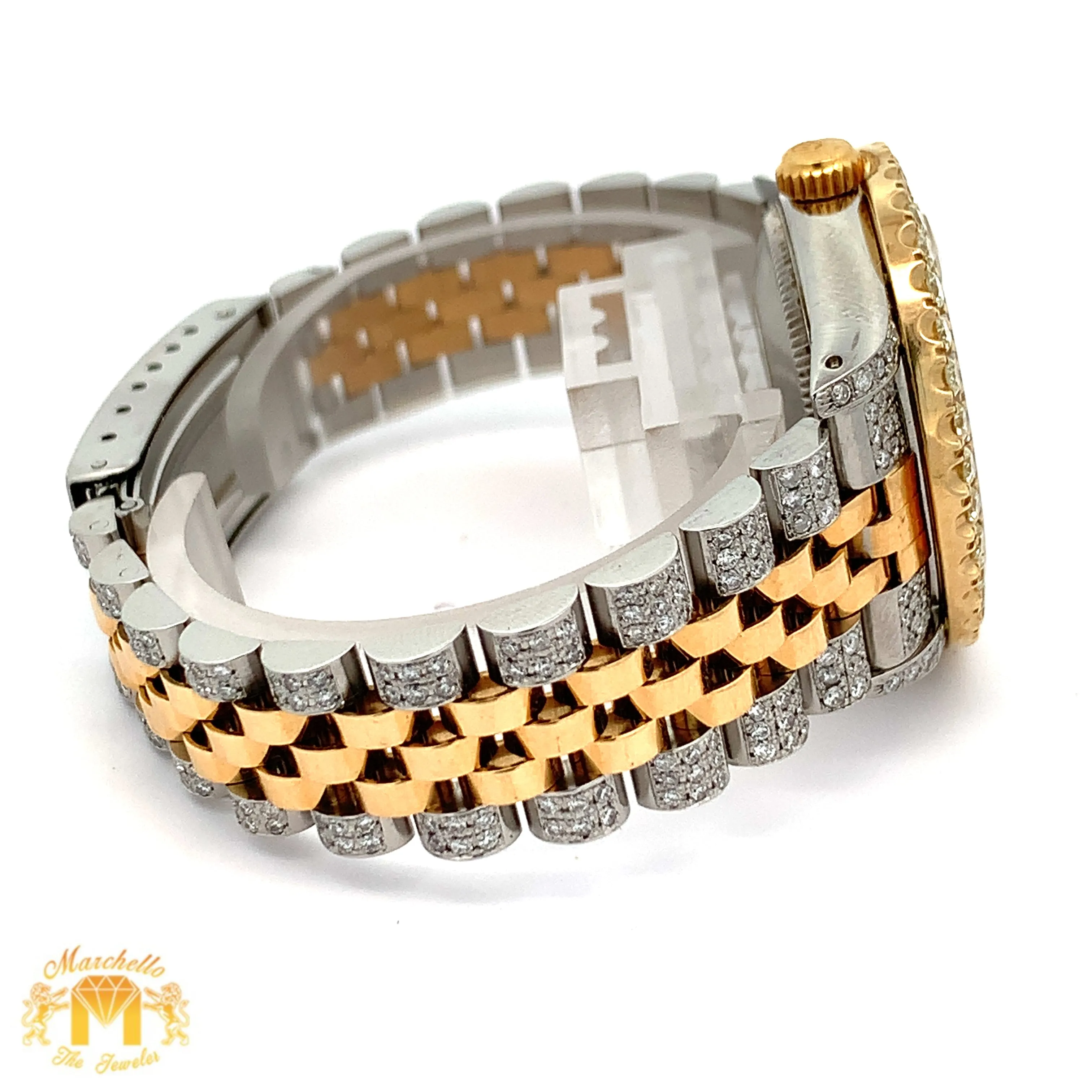 31mm Rolex Diamond Watch with Two-Tone Jubilee Bracelet (factory diamond dial, custom diamond bezel)