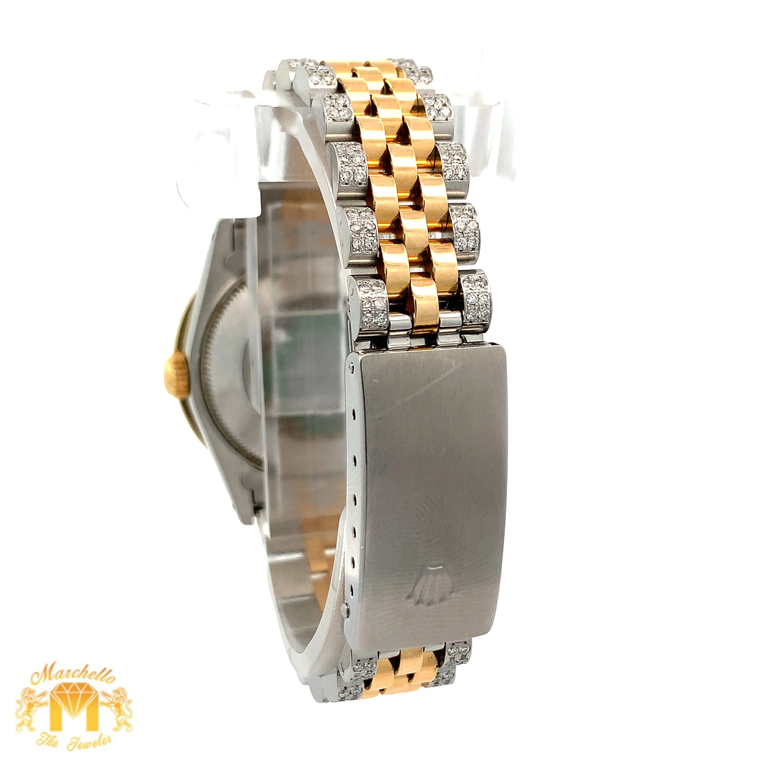 31mm Rolex Diamond Watch with Two-Tone Jubilee Bracelet (factory diamond dial, custom diamond bezel)