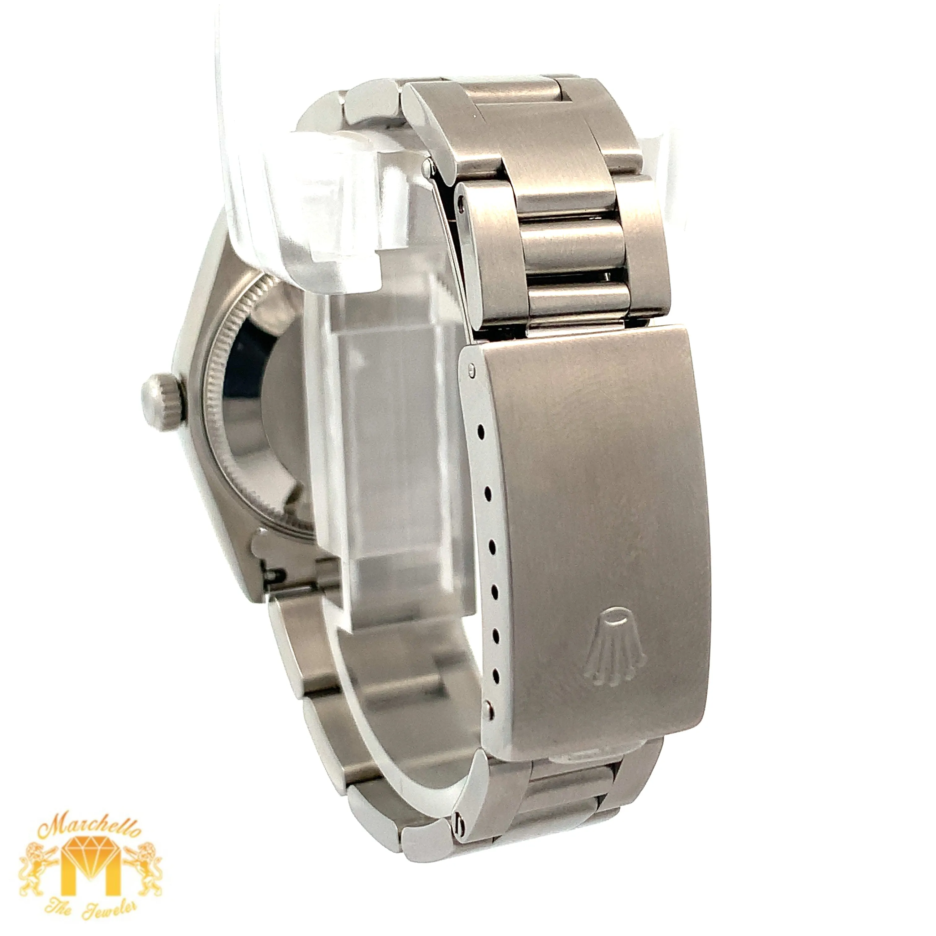 31mm Rolex Watch with Stainless Steel Oyster Bracelet (black dial with pink hour markers)