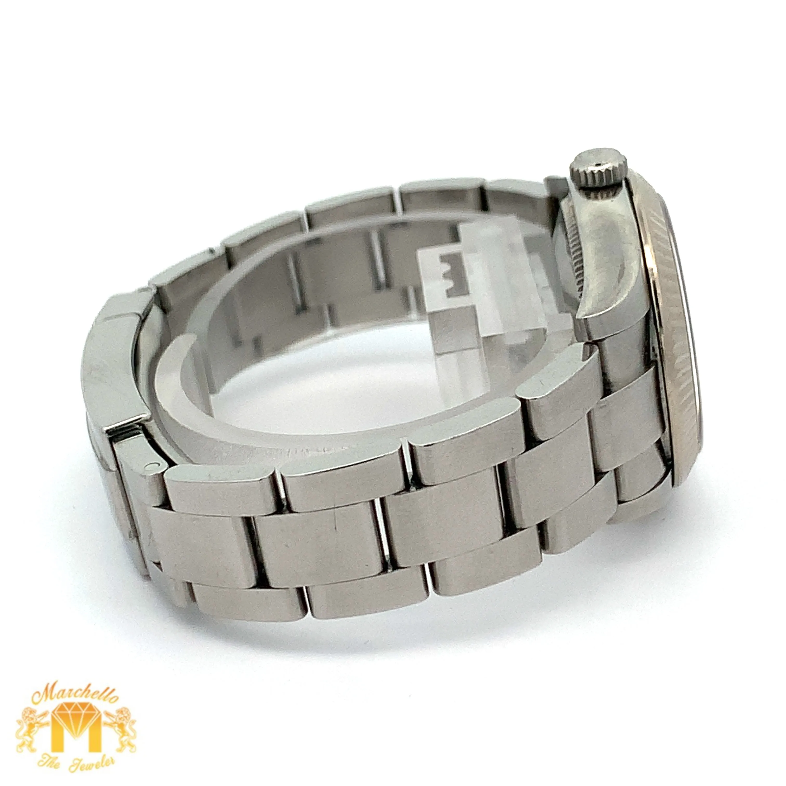 31mm Rolex Watch with Stainless Steel Oyster Bracelet (black dial with pink hour markers)