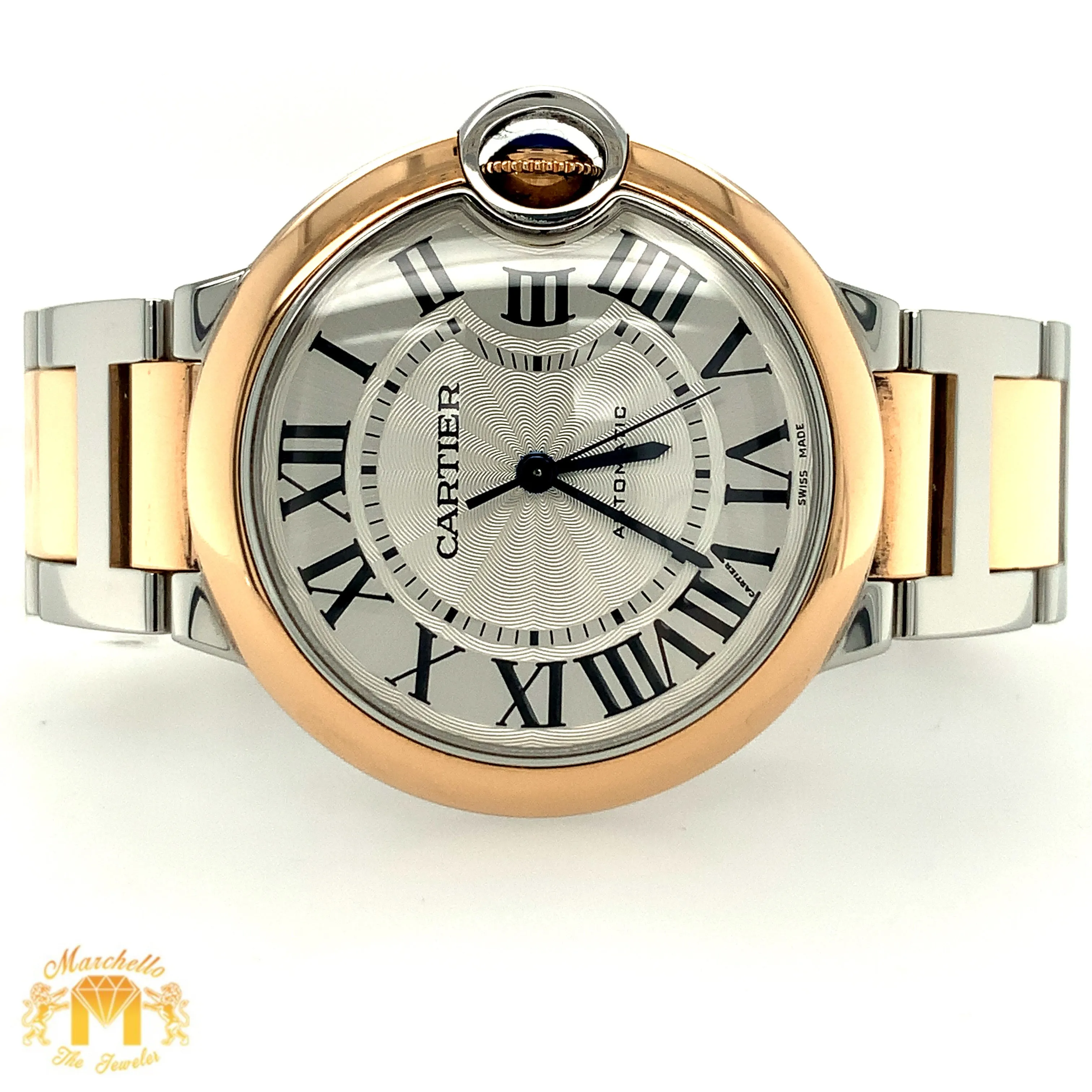 36mm Ballon Bleu De Cartier Watch, Rose Gold and Stainless Steel