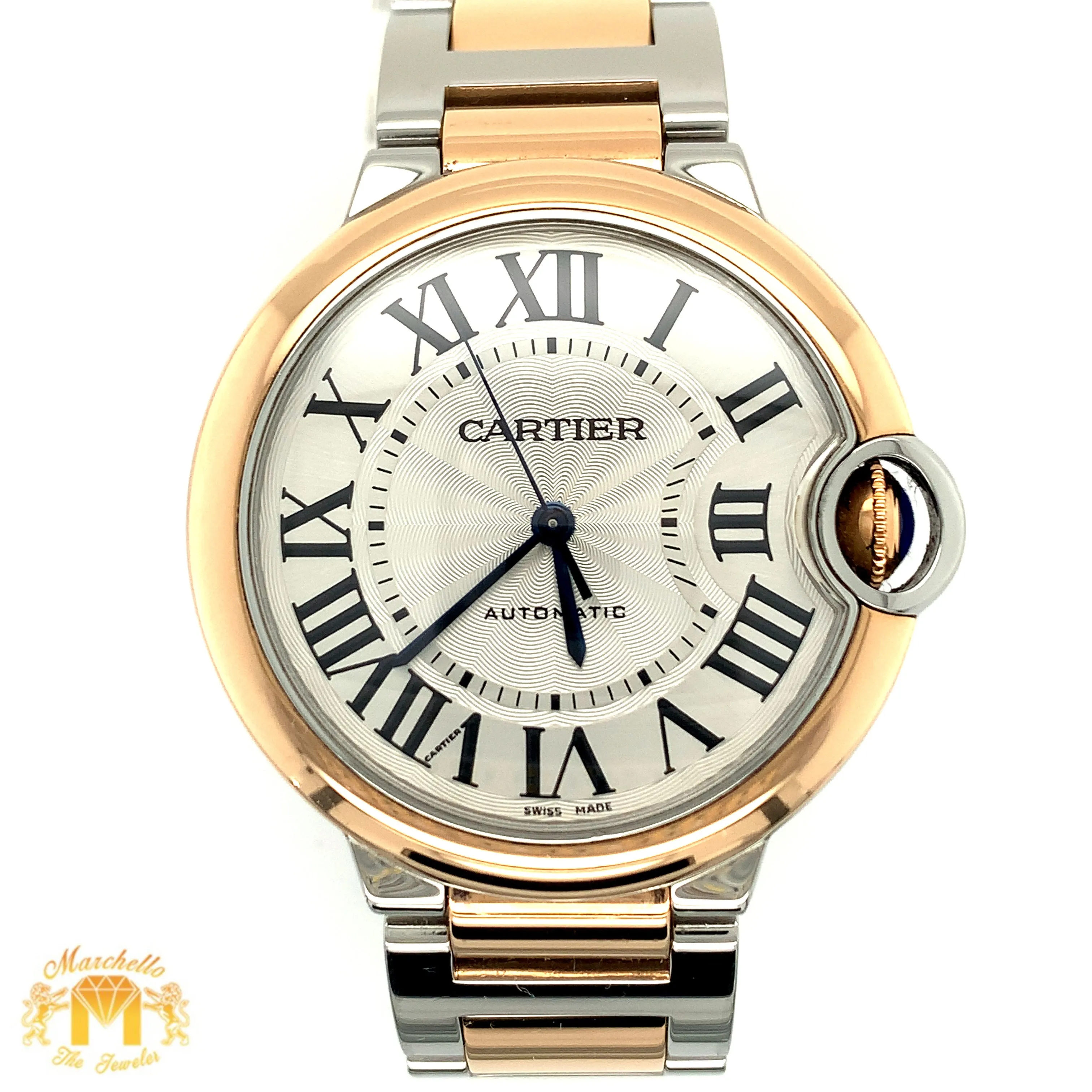 36mm Ballon Bleu De Cartier Watch, Rose Gold and Stainless Steel