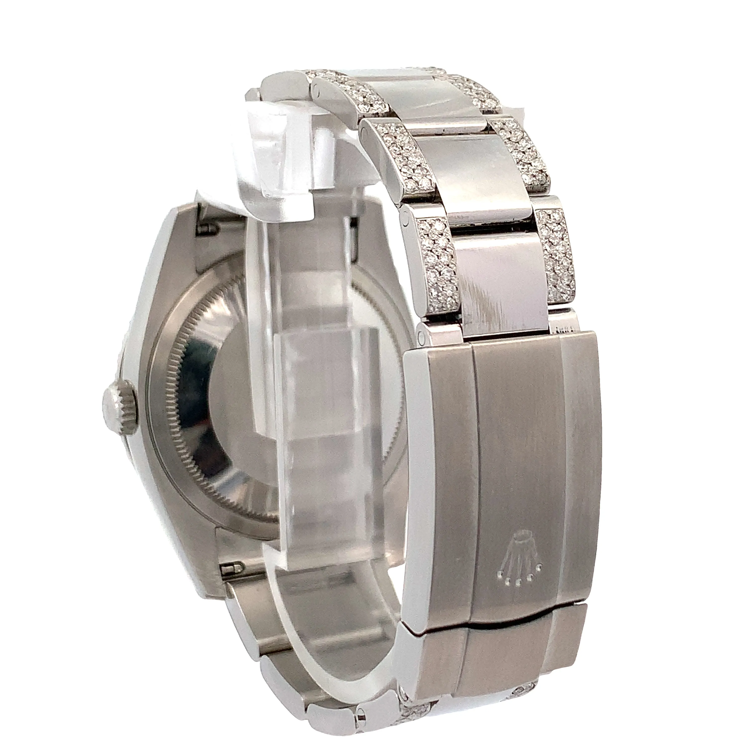 36mm Rolex Watch with Stainless Steel Oyster Diamond Bracelet (silver dial, diamond dial)