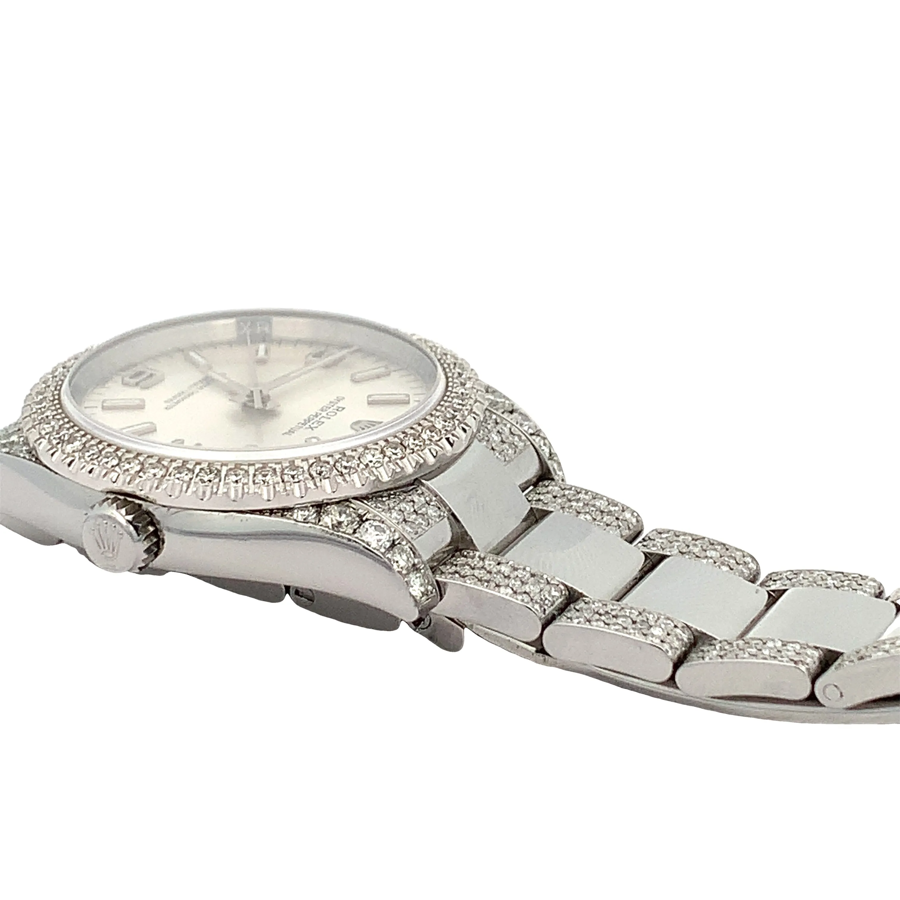 36mm Rolex Watch with Stainless Steel Oyster Diamond Bracelet (silver dial, diamond dial)