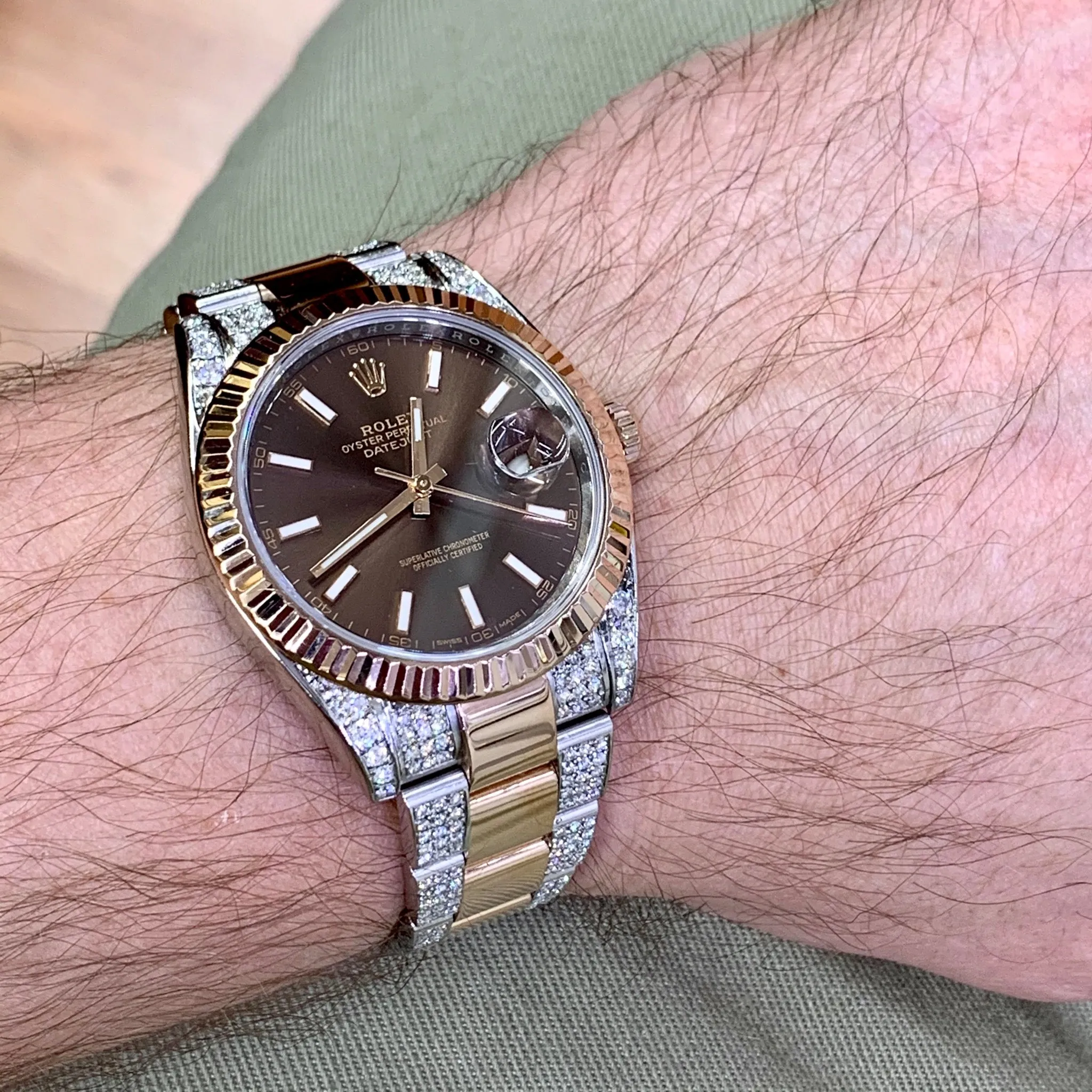 41mm 4.50ct Rolex Datejust 2 Watch with Two-tone Rose Gold Jubilee Band and Fluted Bezel (chocolate dial)
