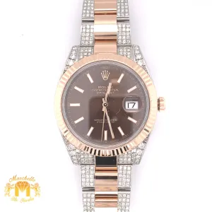 41mm 4.50ct Rolex Datejust 2 Watch with Two-tone Rose Gold Jubilee Band and Fluted Bezel (chocolate dial)