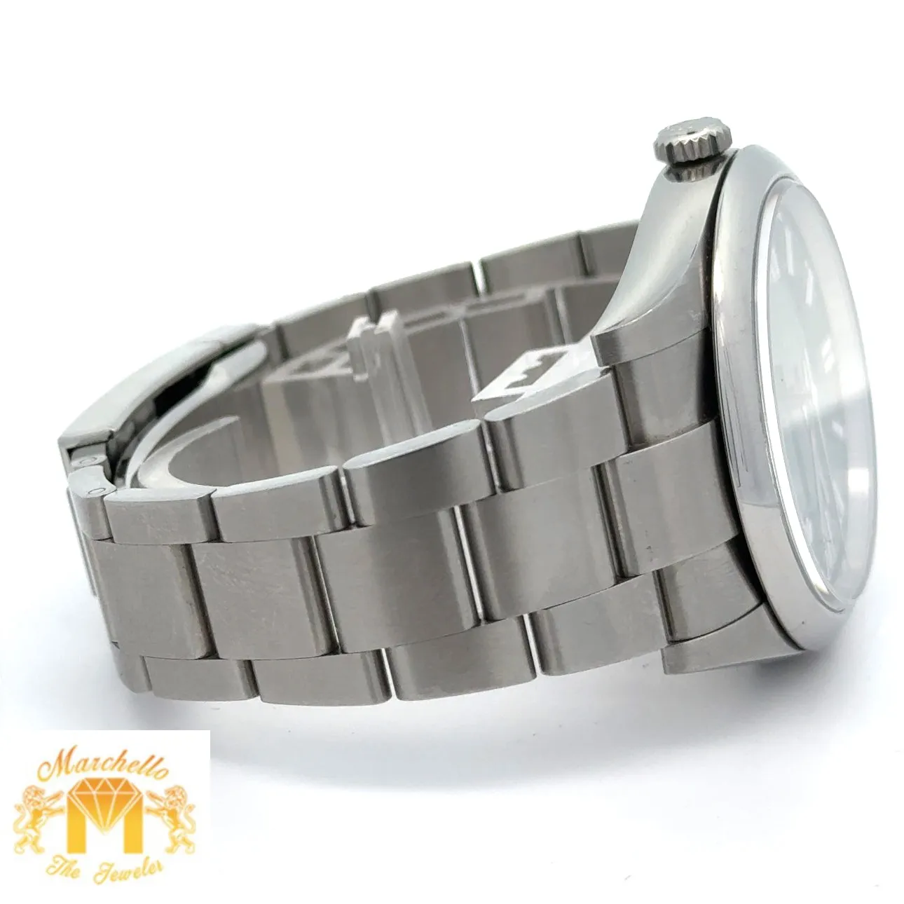 41mm Rolex Watch with Stainless Steel Oyster Bracelet (Rolex papers, smooth bezel, green dial) (Model number: 124300)