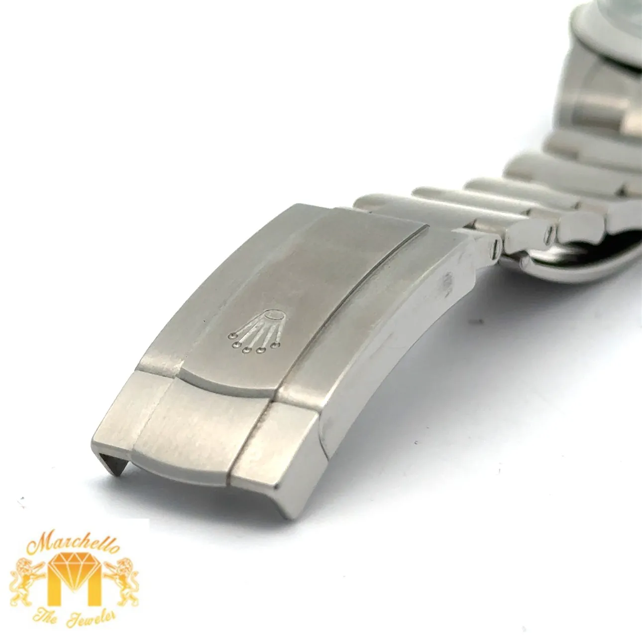41mm Rolex Watch with Stainless Steel Oyster Bracelet (Rolex papers, smooth bezel, green dial) (Model number: 124300)