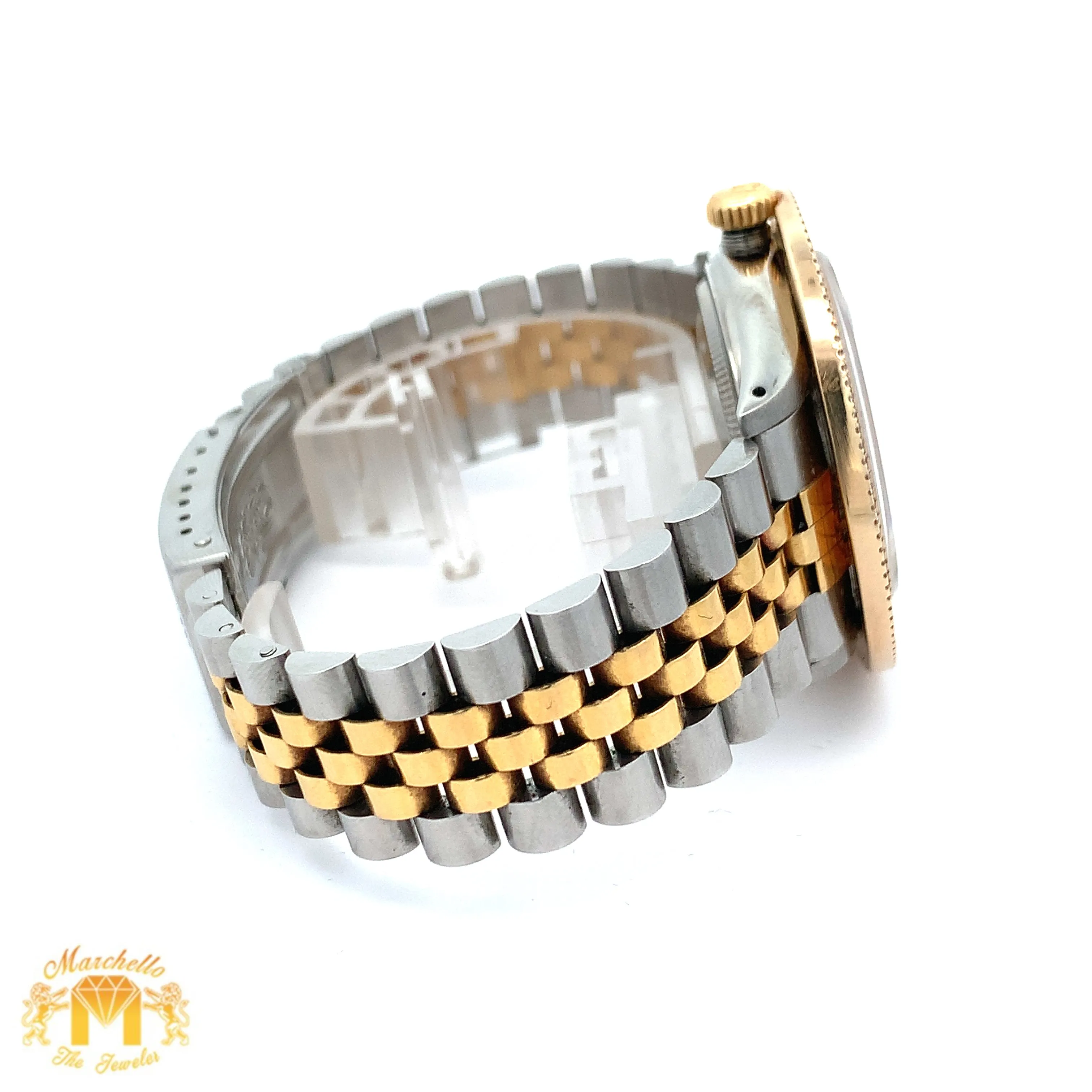 5ct Diamond 36mm Rolex Watch with Two-tone Jubilee Bracelet ( large custom diamond bezel )