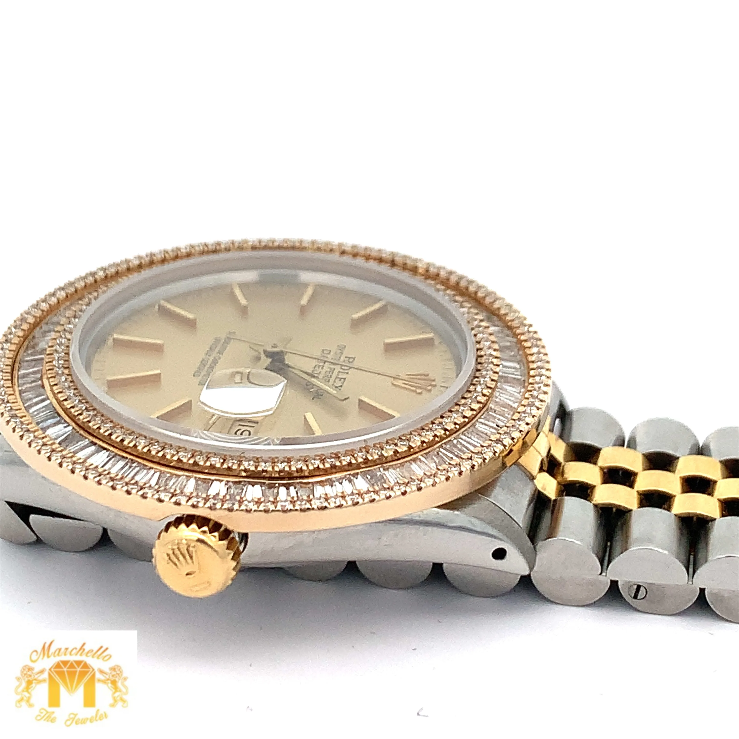 5ct Diamond 36mm Rolex Watch with Two-tone Jubilee Bracelet ( large custom diamond bezel )