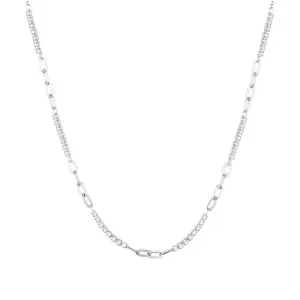 925 Sterling Silver Shining Zircon Necklace O-chain Splice Link for Women Birthday Engagement Gift Fine Jewelry