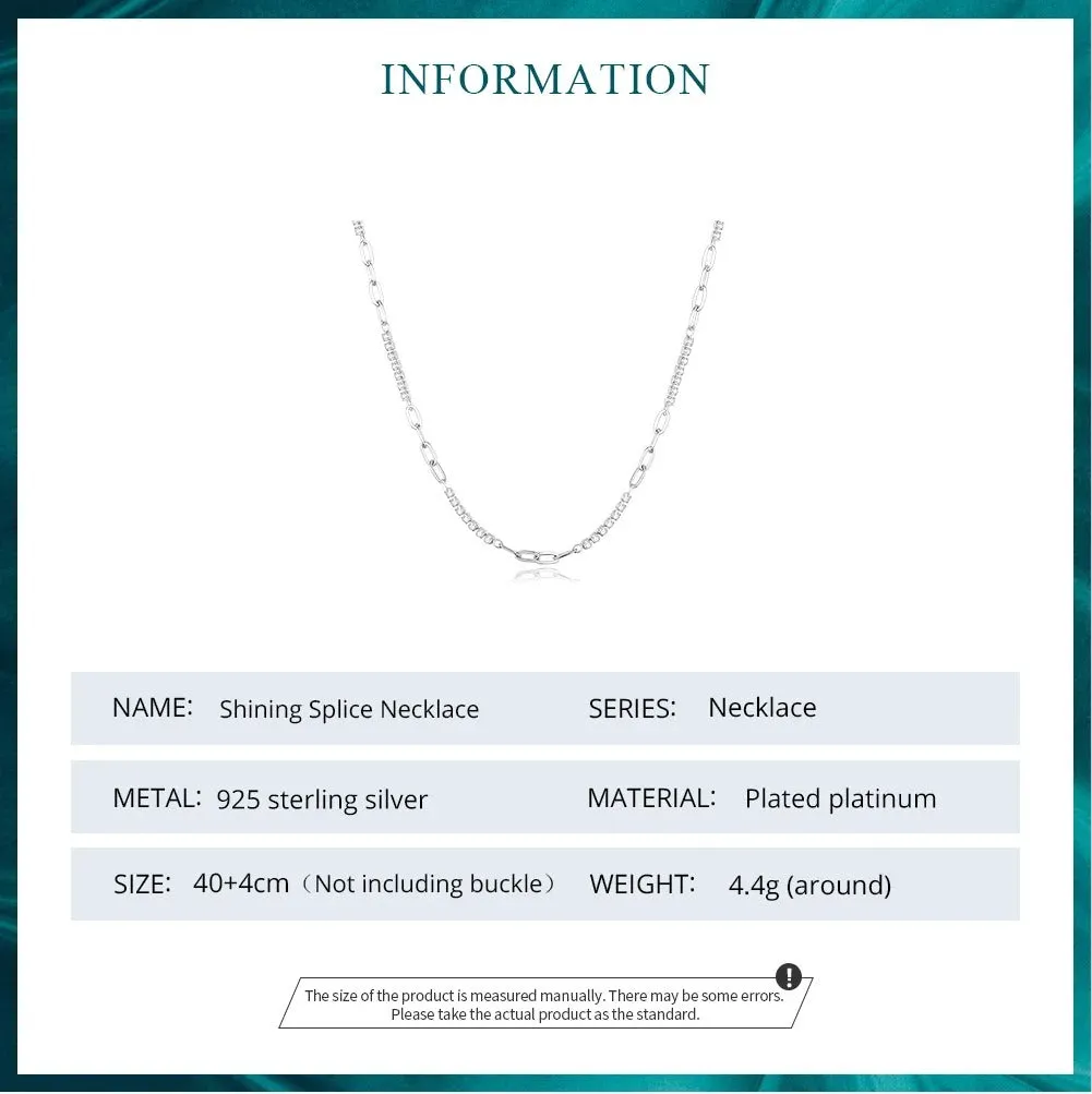 925 Sterling Silver Shining Zircon Necklace O-chain Splice Link for Women Birthday Engagement Gift Fine Jewelry