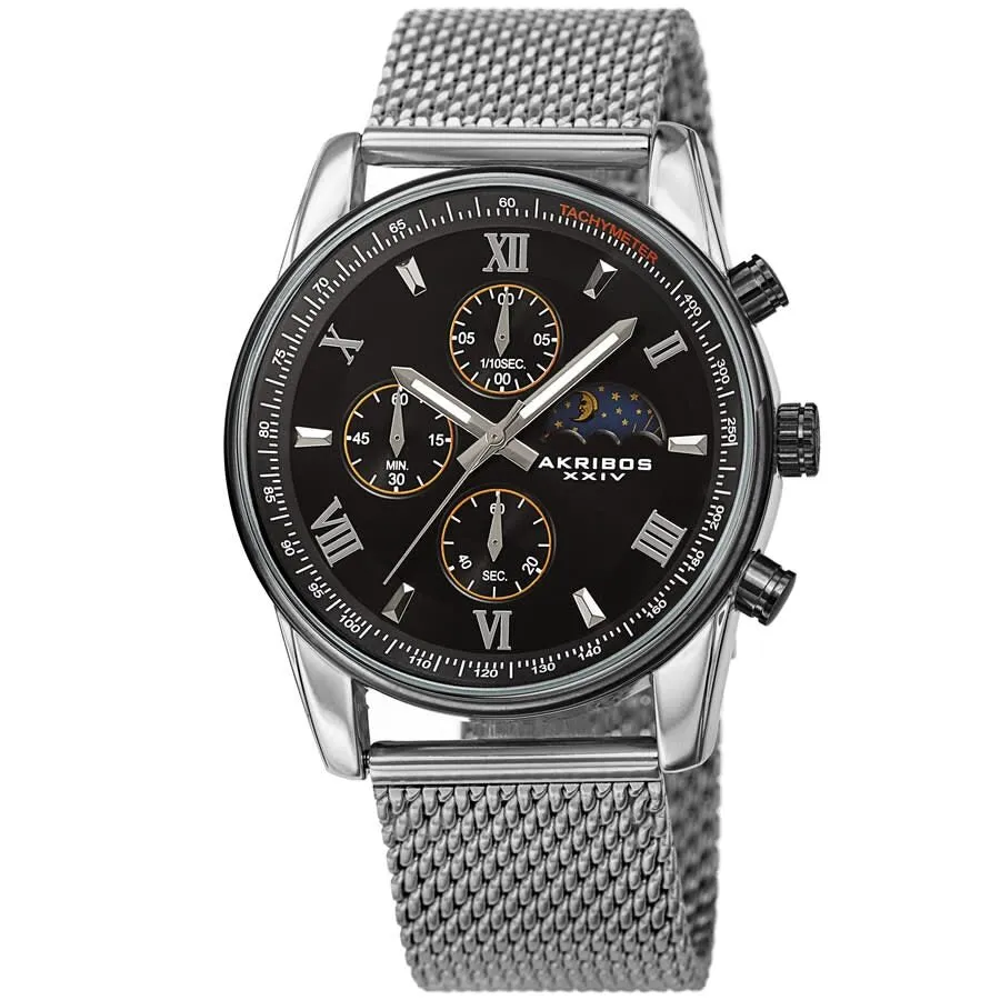 Akribos Xxiv Quartz Black Dial Men's Watch AK1112SSB