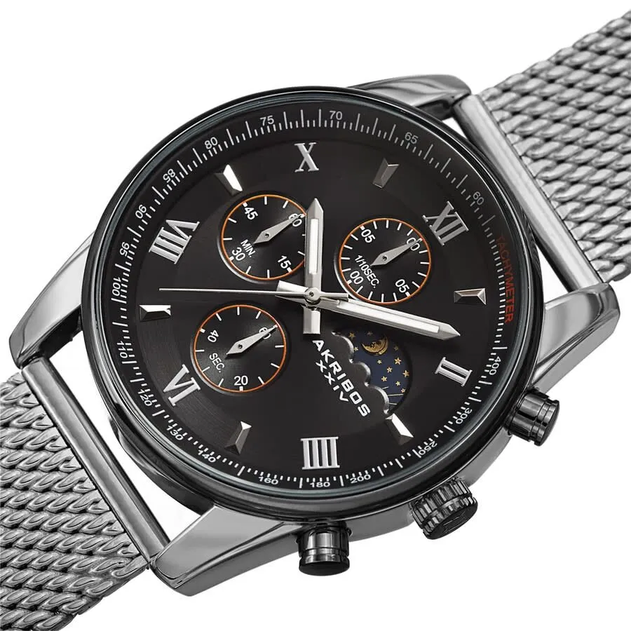 Akribos Xxiv Quartz Black Dial Men's Watch AK1112SSB