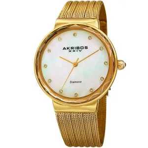 Akribos Xxiv Quartz Diamond White Dial Ladies Watch AK1009YG