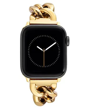 Anne Klein Fashion Chain Bracelet for Apple Watch, Secure, Adjustable, Apple Watch Replacement Band, Fits Most Wrists (38/40/41mm, Gold),WK-1016GPGP