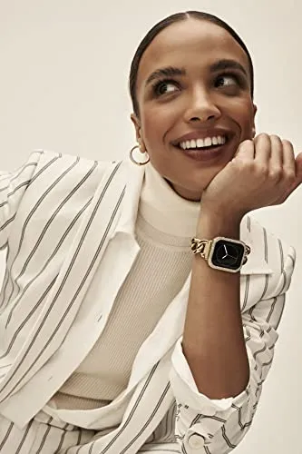 Anne Klein Fashion Chain Bracelet for Apple Watch, Secure, Adjustable, Apple Watch Replacement Band, Fits Most Wrists (38/40/41mm, Gold),WK-1016GPGP