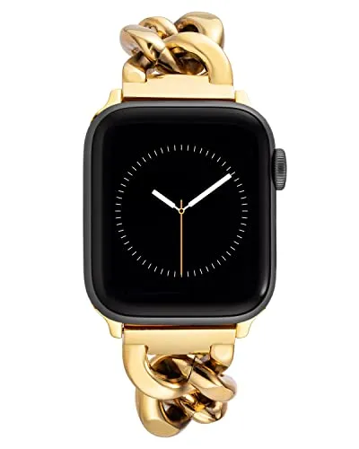 Anne Klein Fashion Chain Bracelet for Apple Watch, Secure, Adjustable, Apple Watch Replacement Band, Fits Most Wrists (38/40/41mm, Gold),WK-1016GPGP