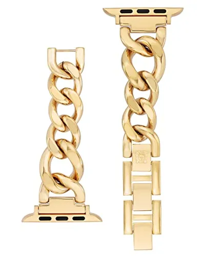 Anne Klein Fashion Chain Bracelet for Apple Watch, Secure, Adjustable, Apple Watch Replacement Band, Fits Most Wrists (38/40/41mm, Gold),WK-1016GPGP