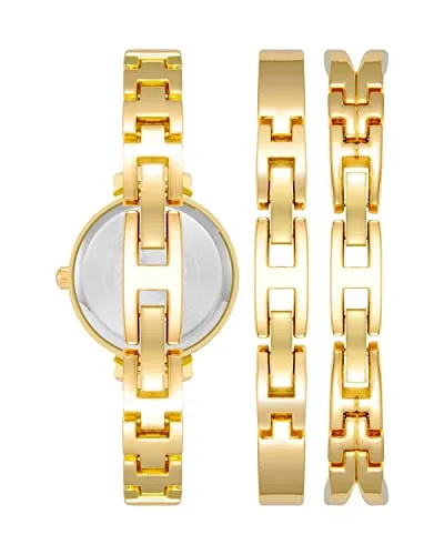 Anne Klein Women's Premium Crystal Accented Bangle Watch and Bracelet Set