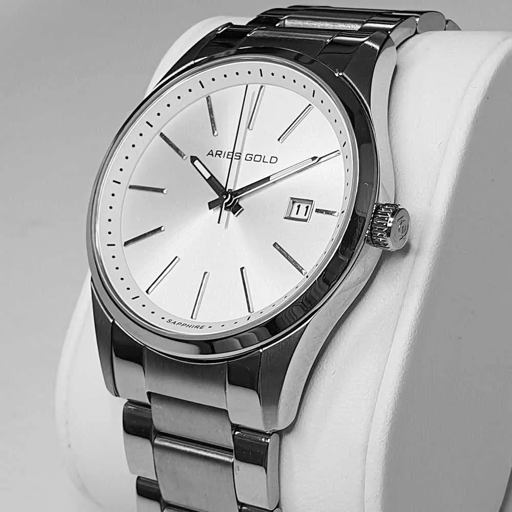 ARIES GOLD URBAN CLASSIC SILVER STAINLESS STEEL G 120B S-SD MEN'S WATCH