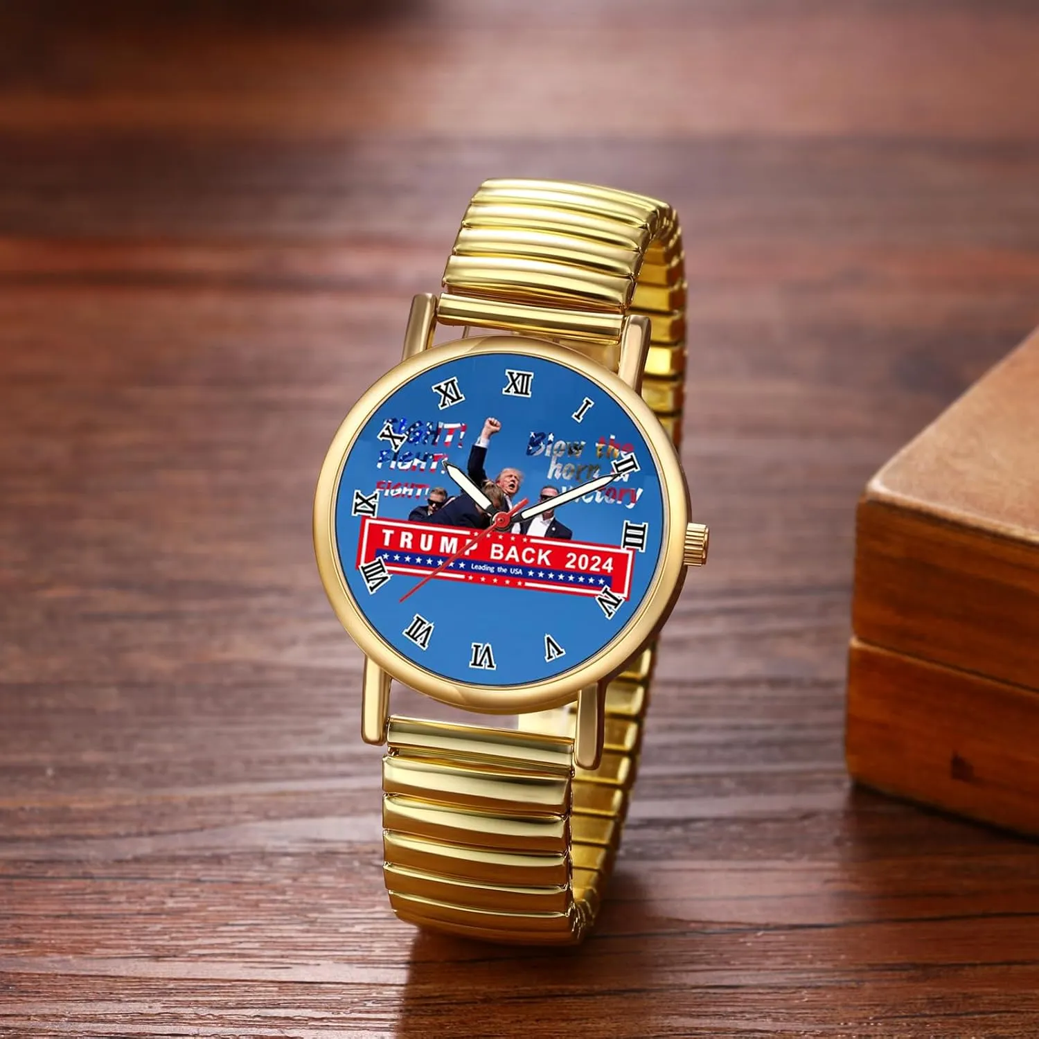 Avaner American Flag Stretch Watches: Trump 2024 Analog Quartz Elastic Band Wrist Watches for Men Women