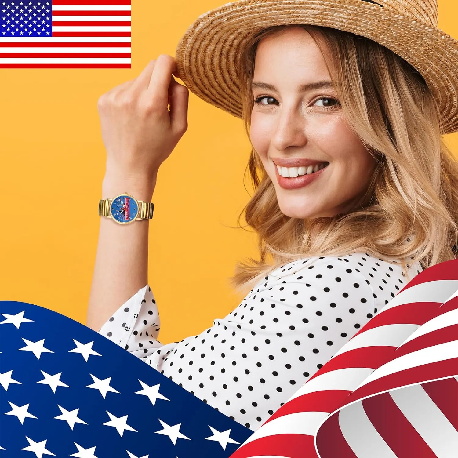 Avaner American Flag Stretch Watches: Trump 2024 Analog Quartz Elastic Band Wrist Watches for Men Women