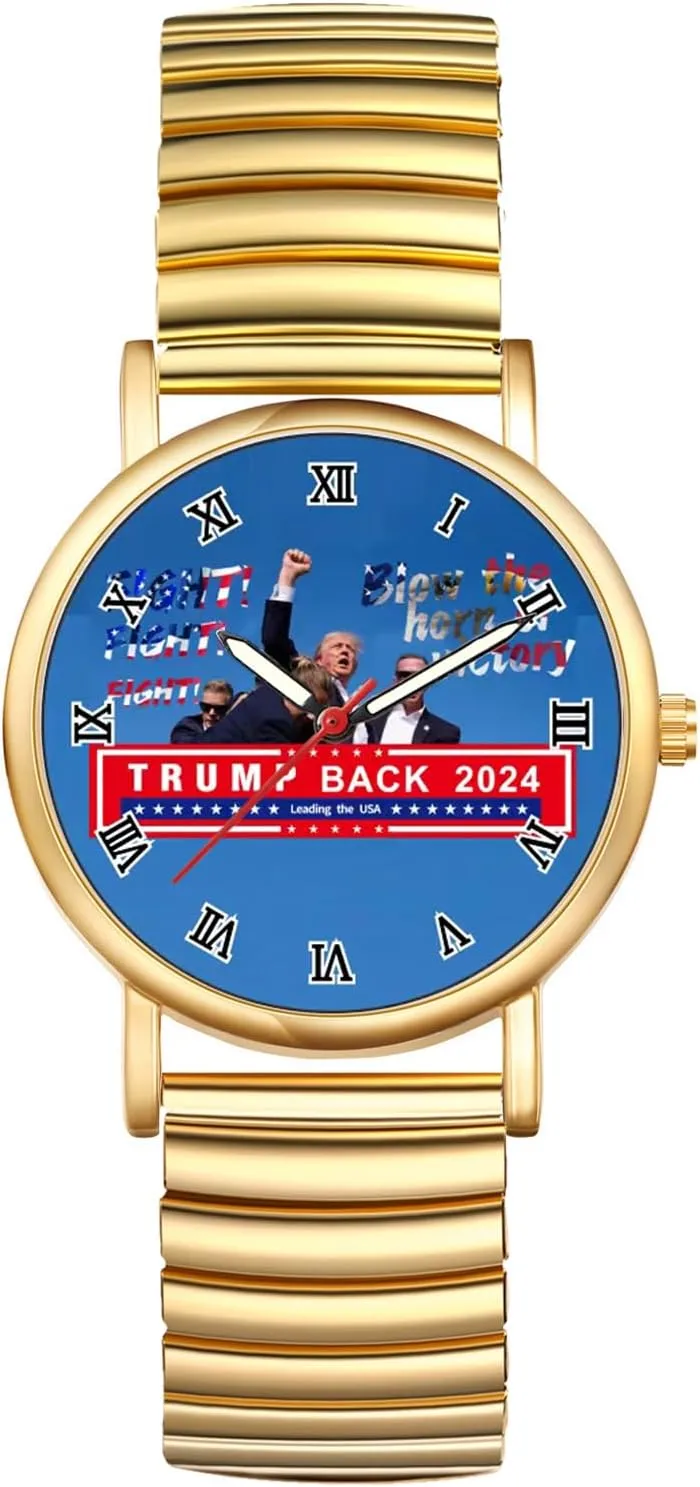 Avaner American Flag Stretch Watches: Trump 2024 Analog Quartz Elastic Band Wrist Watches for Men Women