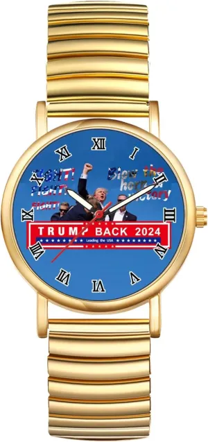 Avaner American Flag Stretch Watches: Trump 2024 Analog Quartz Elastic Band Wrist Watches for Men Women