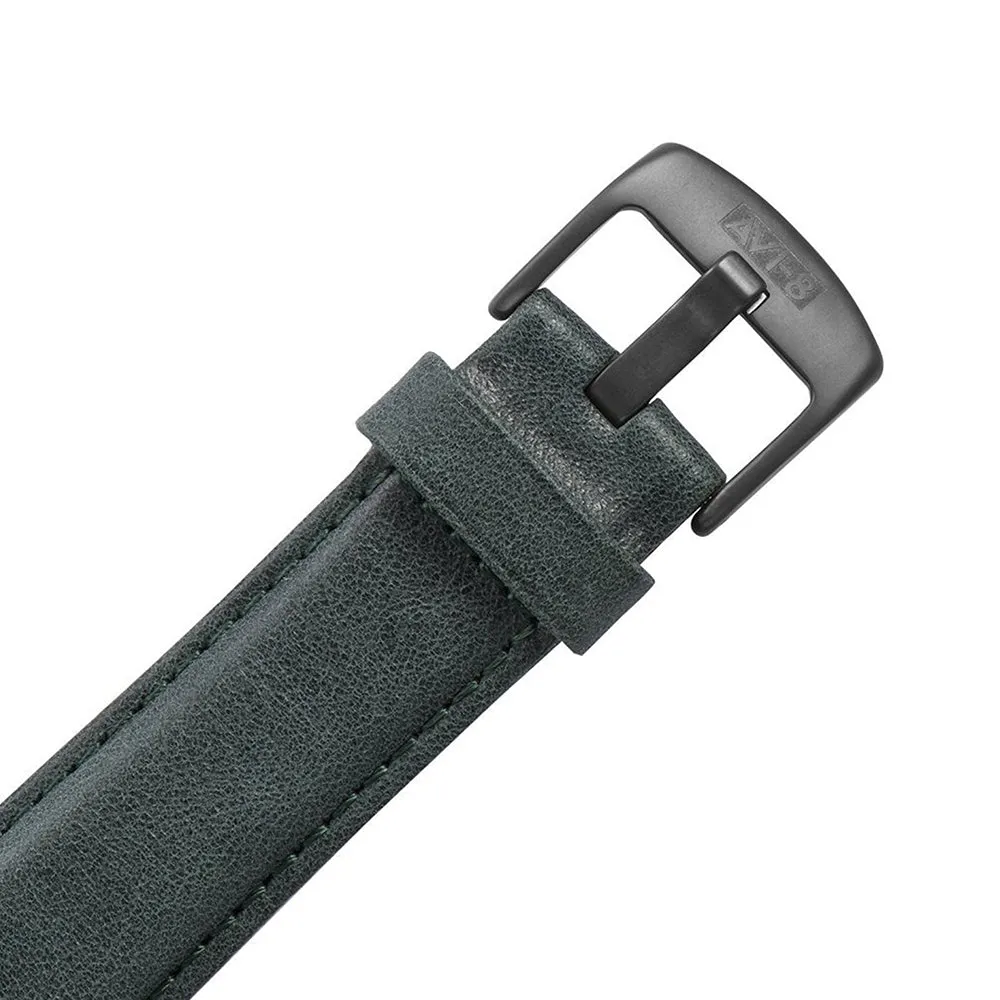 AVI-8  Mens Green Leather Band Stainless Steel Case Quartz Dial Hawker Hurricane Watch - AV-4011-0D