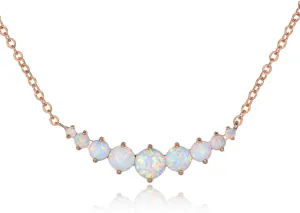 Barzel 18K White Gold Plated or Rose Gold Plated Created White Opal Graduated Necklace