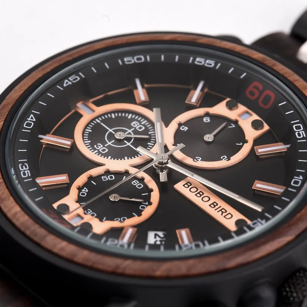 BBWood™ Men's Genuine Wooden Luxury Military Quartz Vintage Wrist Wood Watch