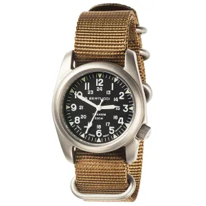 Bertucci A-2T Men Khaki Nylon Band Black Dial Sapphire Watch - 12098