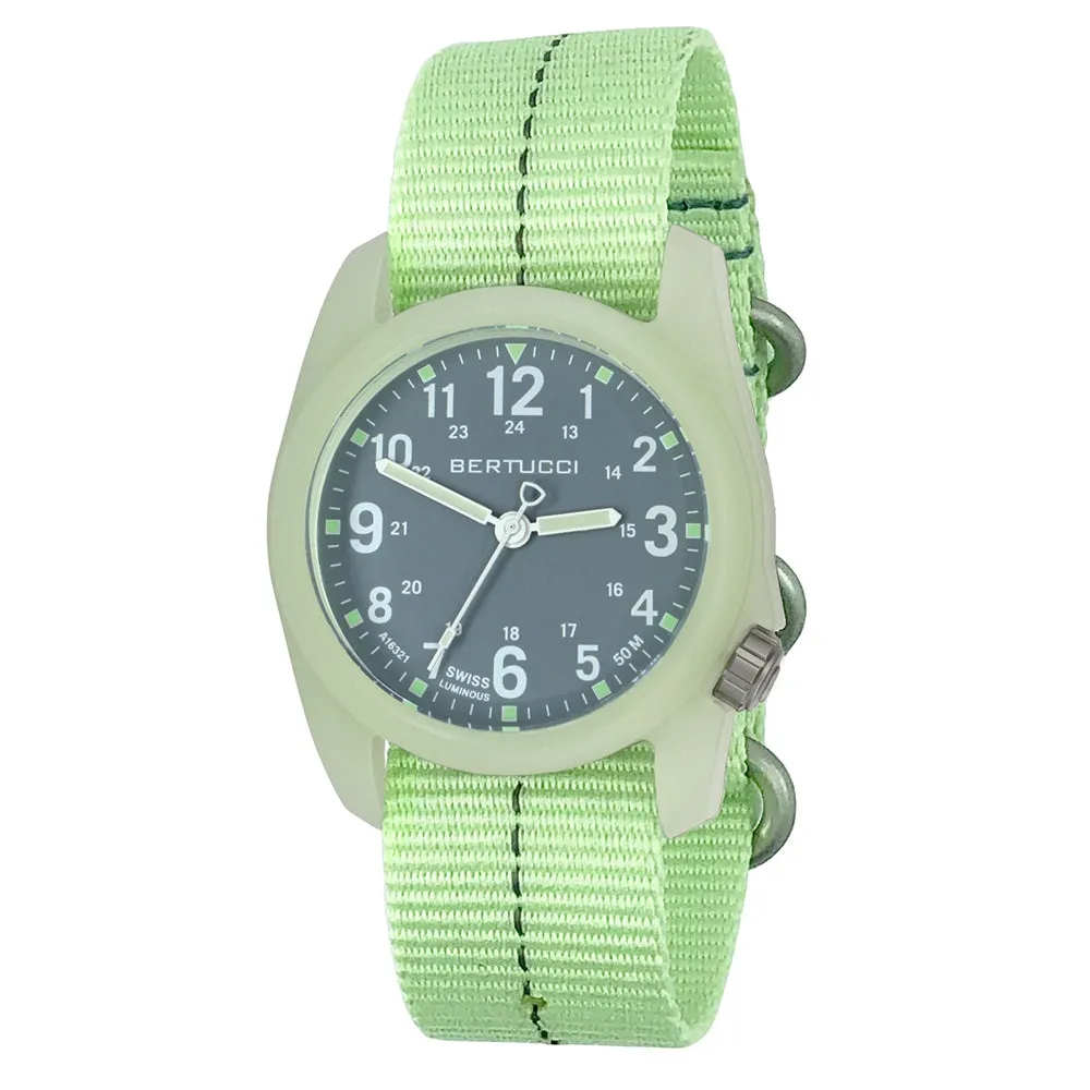 Bertucci DX3 Unisex Black Dial Nylon Band Glow with Vintage Poly-Resin Japanese Quartz Watch - 11109