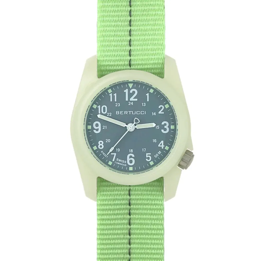 Bertucci DX3 Unisex Black Dial Nylon Band Glow with Vintage Poly-Resin Japanese Quartz Watch - 11109