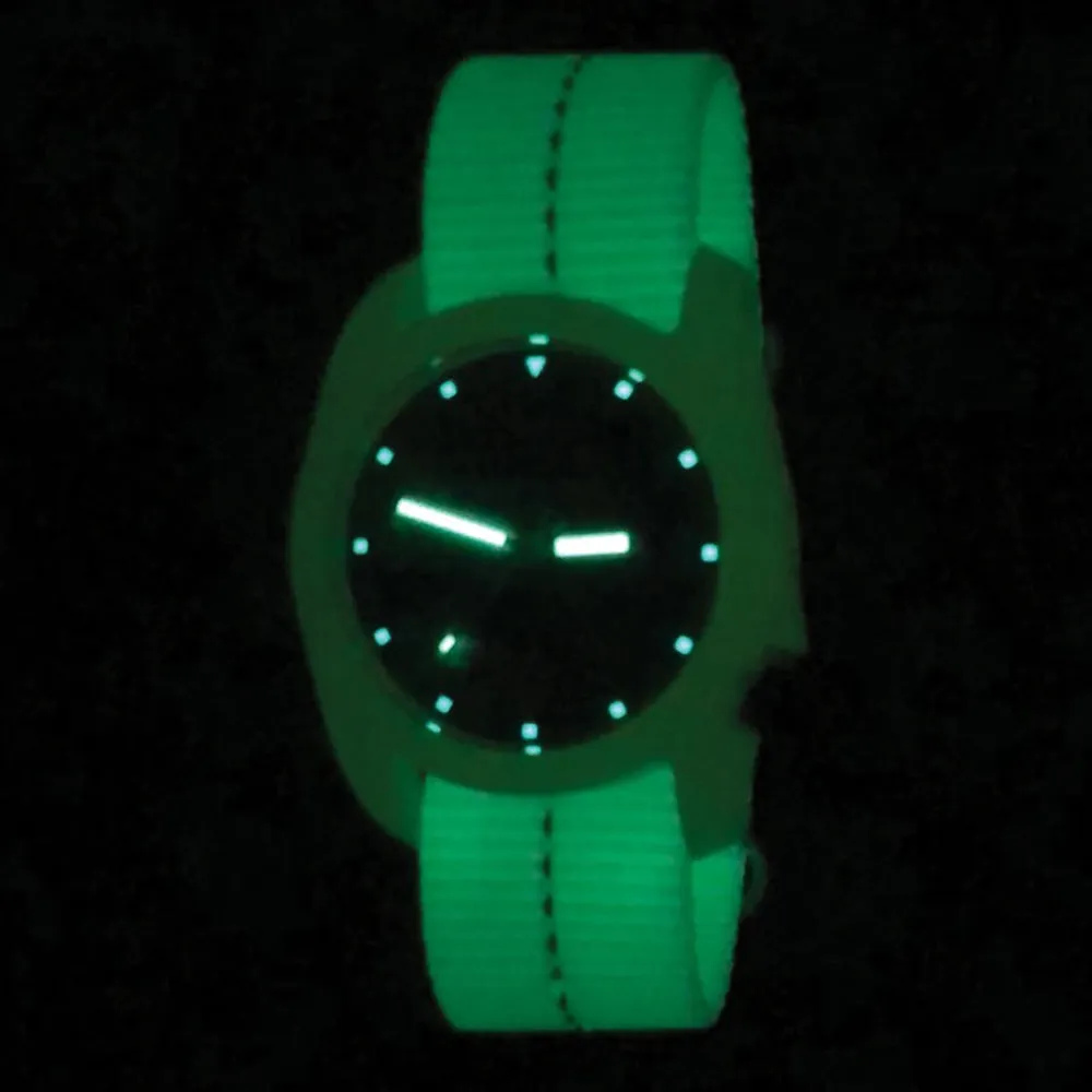 Bertucci DX3 Unisex Black Dial Nylon Band Glow with Vintage Poly-Resin Japanese Quartz Watch - 11109