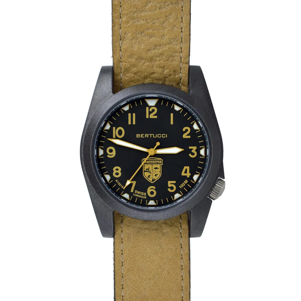 Bertucci Gamekeeper Unisex Coyote Survival Leather Band Black / Khaki Quartz Dial Watch - 13381