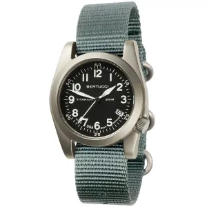Bertucci Mens A-11T Black Dial Nylon Band Vintage Drab  Quartz Watch - 13336