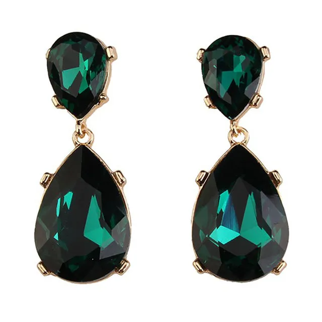Best lady Big Gem Luxury Crystal Beads Trendy Boho Statement Long Earrings Handmade Wedding Engagement Drop Earrings Women 3690
