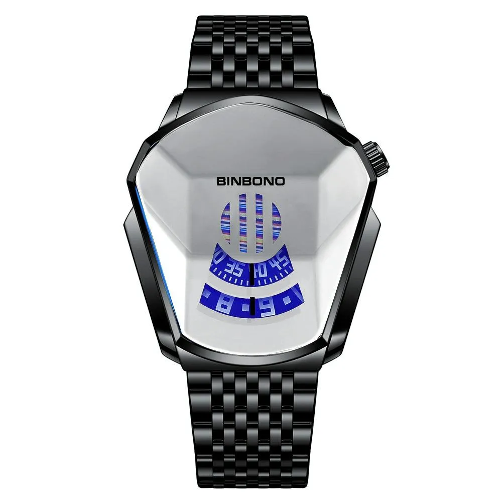 Black Steel Belt Men Watch with Live Technology